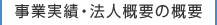 事業実績・法人概要の概要